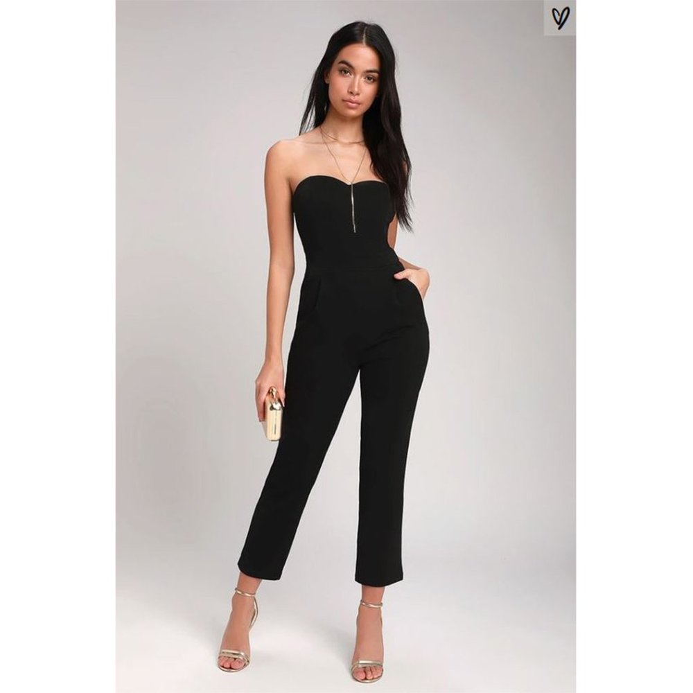 Paint the Town Black Strapless Jumpsuit